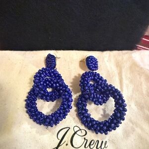 J. Crew Deep Blue Beaded Loop Earrings